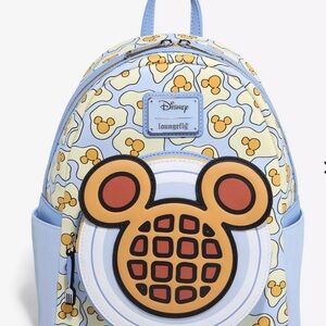 Loungefly Disney Mickey Mouse Waffle Kids Backpack - Light Blue and Cream
